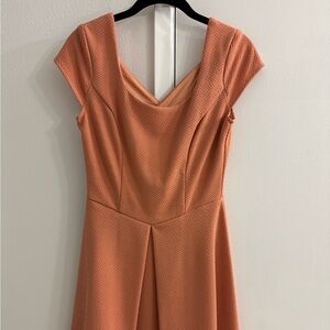 Elegant Orange Cap Sleeve Dress